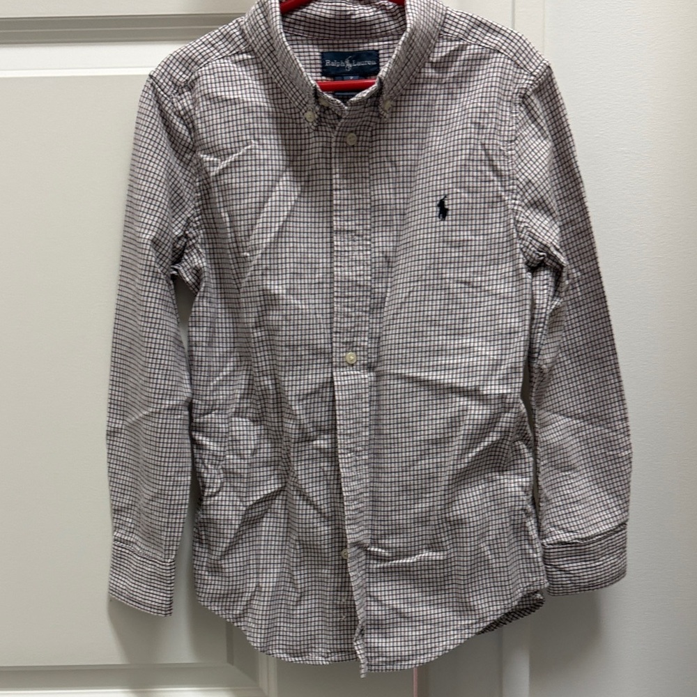 Ralph Lauren Brown Checkered Flannel Shirt Boys Size 7